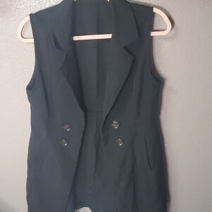 Women's Black Sleeveless Blazer Vest